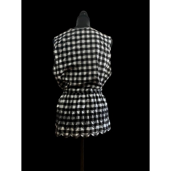 Joe Fresh Embroidered Black & White Checkered V Neck, Size L/G - Picture 3 of 7